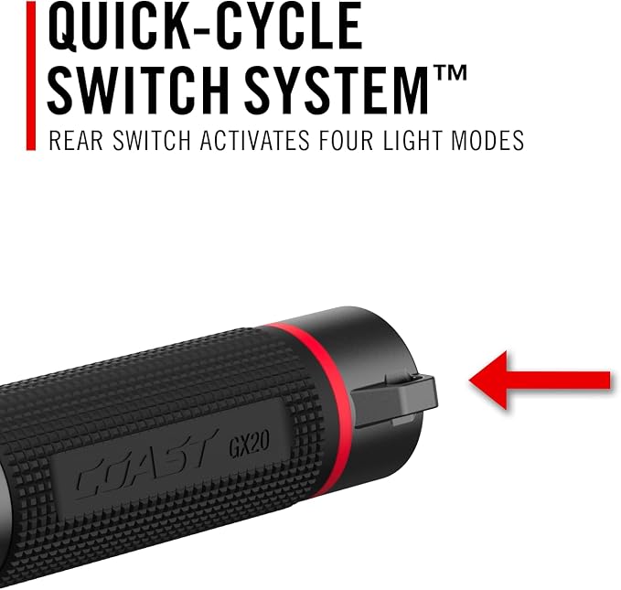 Coast GX20 1200 Lumen Waterproof Alkaline-Dual Power LED Flashlight - Image 7