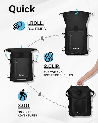 Gonex Ultralight Waterproof TPU Backpack, 55L Roll Top Dry Bag - Image 7