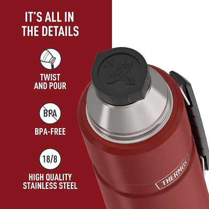 THERMOS Stainless King Vacuum-Insulated Beverage Bottle, 40 Ounce, Rustic Red - Image 4