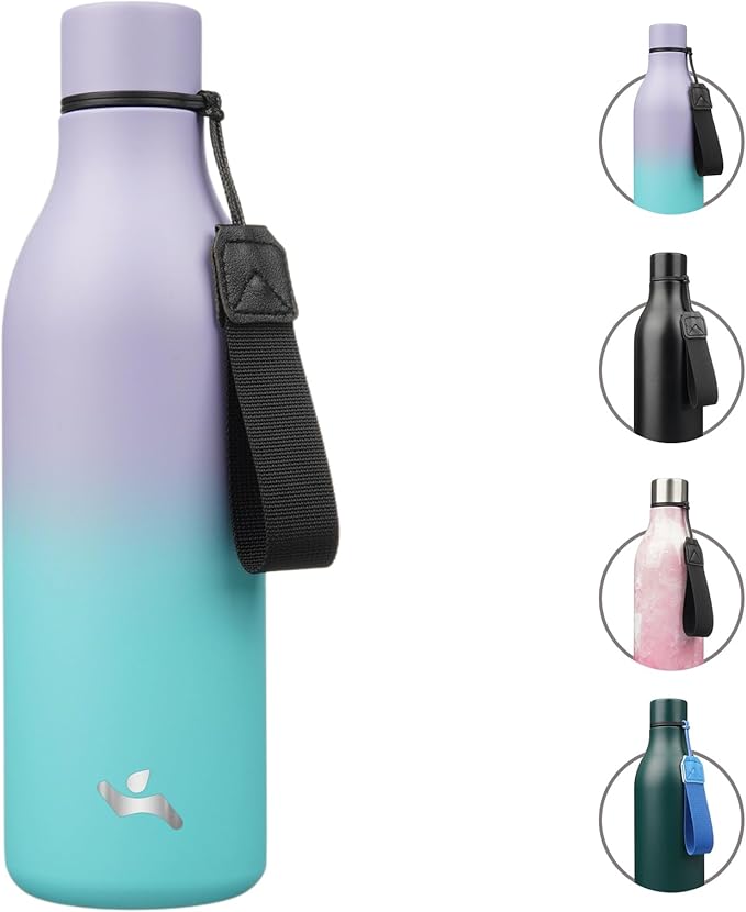 Insulated Water Bottle with Strap, 25 oz Double Wall Stainless Steel Vacuum by Konokyo