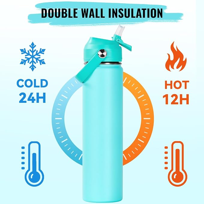 Fijinhom 24oz Insulated Stainless Steel Water Bottle, Wide Mouth Double Wall - Image 5