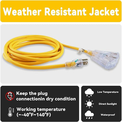 EP 12 Ft 12 Gauge Heavy Duty Extension Cord, 15A 125V 1875W, 3 Outlet - Image 5