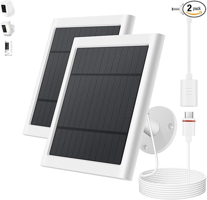 Solar Panel for Ring Camera, 2 Pack 4W Solar Charger Compatible by Paodekua