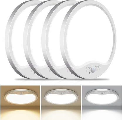 hepside 4 Pack Motion Sensor Ceiling Light Wired, 3000K/4000K/6500K LED Flush by Hepside
