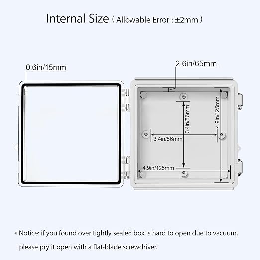 LeMotech Electrical Box, IP67 Waterproof Hinged Clear Cover Stainless Steel - Image 5