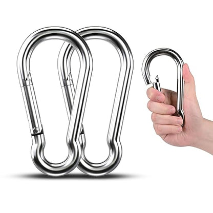 Large Carabiner Clip Hooks, 304 Stainless Steel Spring Snap Hook Fits Camping by KINLINK
