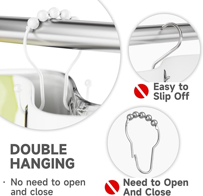 Bathway White Shower Curtain Hooks and Rings - Image 3