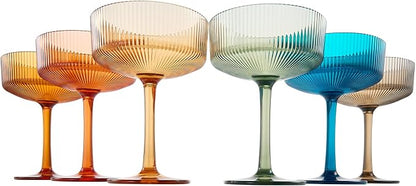 Khen Shatterproof Acrylic Ribbed Vintage Art Deco Martini, Champagne & Cocktail - Image 2