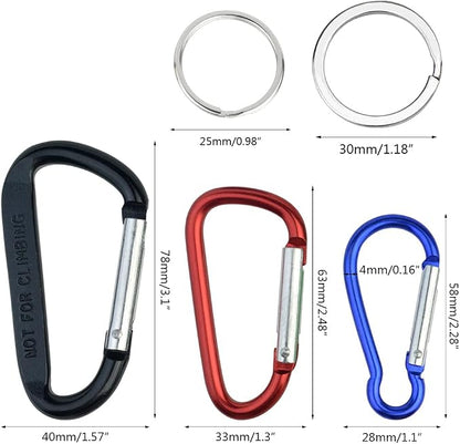 20 Pack Carabiners Clips with Keychain D Ring Caribeaner Clip Hook - Image 2