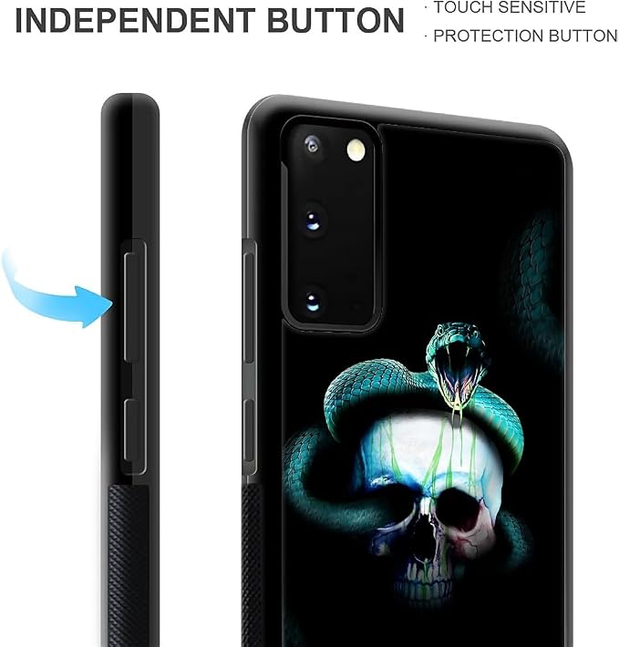 for Samsung Galaxy S20 Case, Skeleton Winding Snake Pattern Graphic Design Girl - Image 4