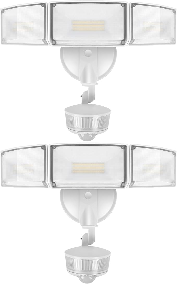 LUTEC 2 Pack 74W 8000 Lumen Motion Sensor Outdoor Lights, 5000K Daylight by LUTEC