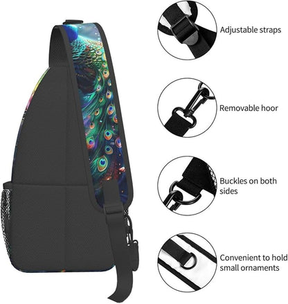 Peacock Sling Bag For Women Men Fashion Backpack Crossbody Beautiful Peacock - Image 5
