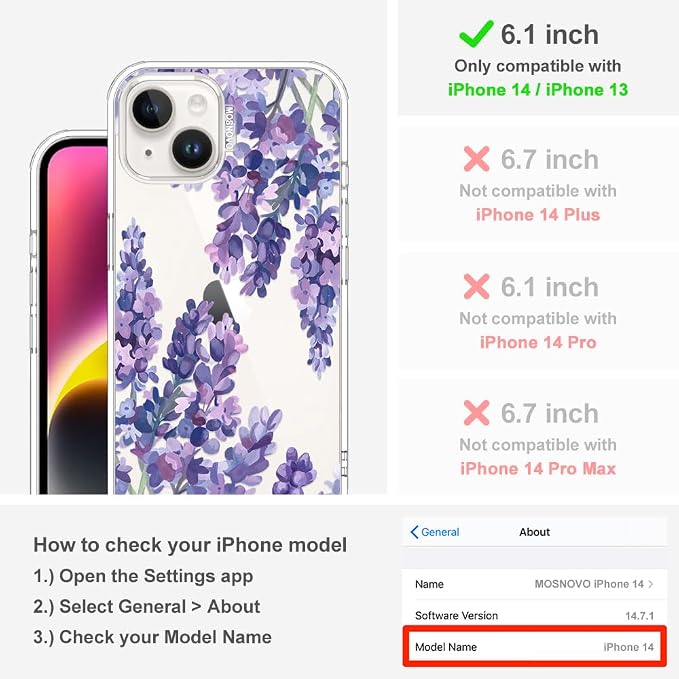 MOSNOVO for iPhone 13/14 Case | Military Grade 6.6ft Drop Tested | Clear - Image 2