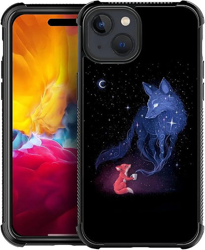 for iPhone 15 Plus Case, Galaxy Fox Wolf Pattern Graphic Design Girl Boy Soft by FKBRCL4U