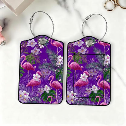 2 Pack Flamingo Luggage Tag 2.83 x 4.53 inch Tropical Pink Bird Purple - Image 6
