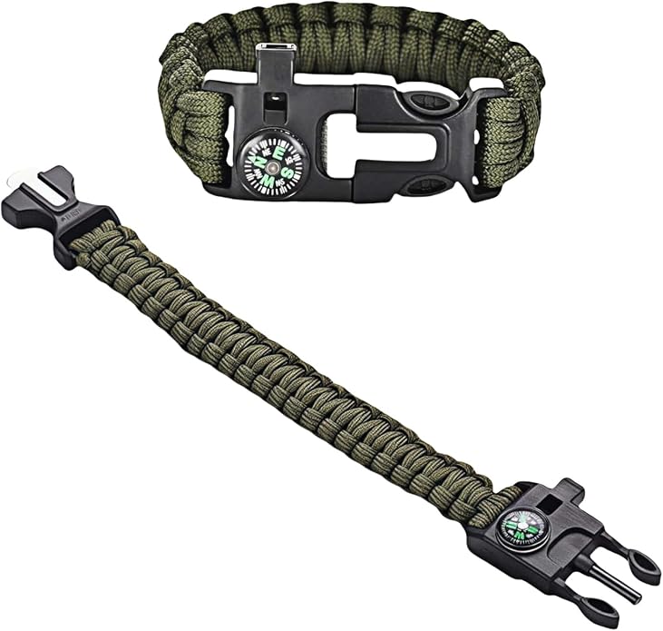 Chinshwehaw 5 in 1 Survival Bracelet-Fire Starter, Loud Whistle, Paracord Rope by Chinshwehaw