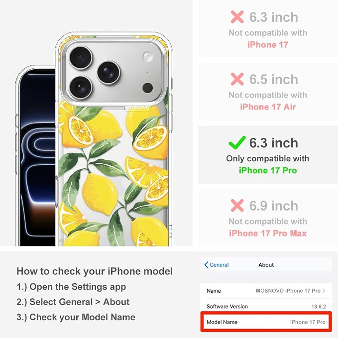 MOSNOVO for iPhone 17 Pro Case | Military Grade 6.6ft Drop Tested | Camera - Image 2
