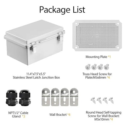 LeMotech Electrical Box, IP67 Waterproof Hinged Cover Stainless Steel Latch - Image 9