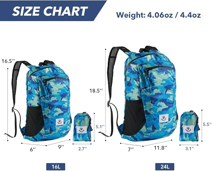 4Monster Hiking Daypack, Water Resistant Lightweight Packable Backpack - Image 3