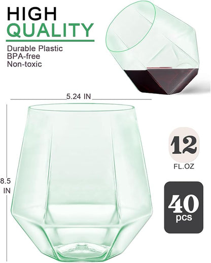 Maaacute 40 Pack Plastic Stemless Wine cocktail Whiskey Champagne Glasses - Image 2