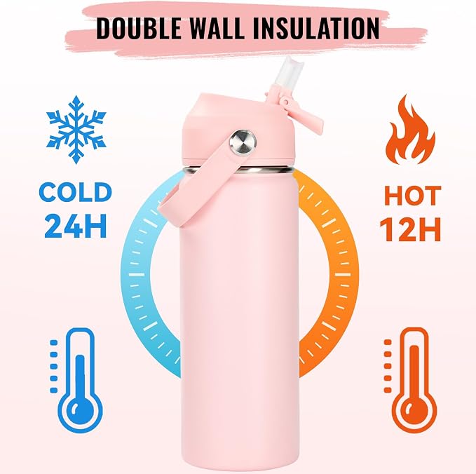 Fijinhom 18oz Insulated Stainless Steel Water Bottle, Wide Mouth Double Wall - Image 6