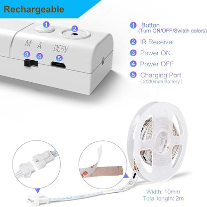 WOBANE 2PCS Rechargeable LED Strip Lights, Dimmable RGB Rope Lighting - Image 7