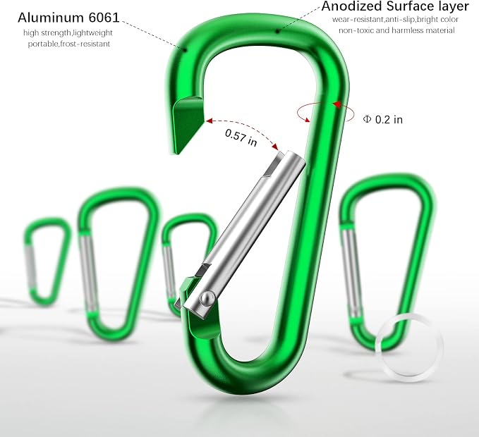 sprookber 2.28" Small Carabiner Clip Keychain, D Ring Caribeaner Clip, Key Clip - Image 3