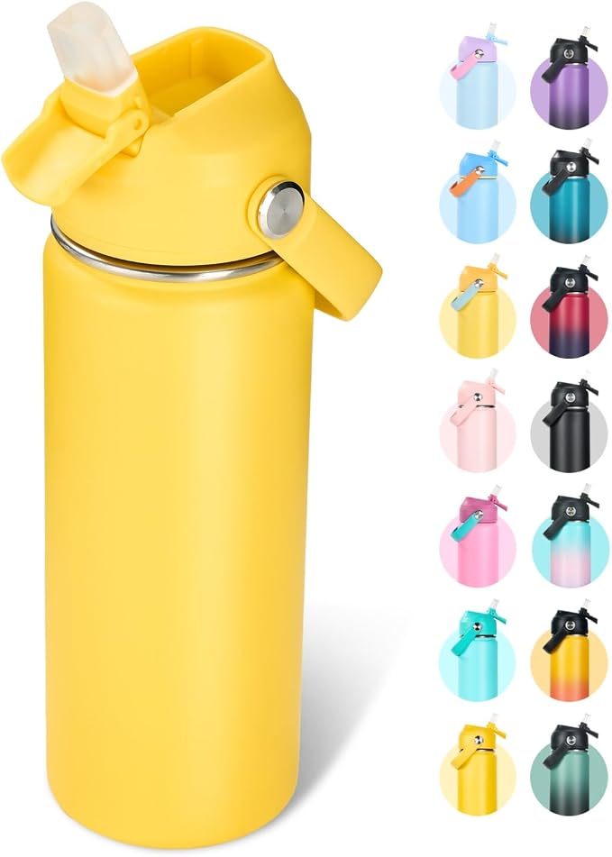Fijinhom 18oz Insulated Stainless Steel Water Bottle, Wide Mouth Double Wall by Fijinhom