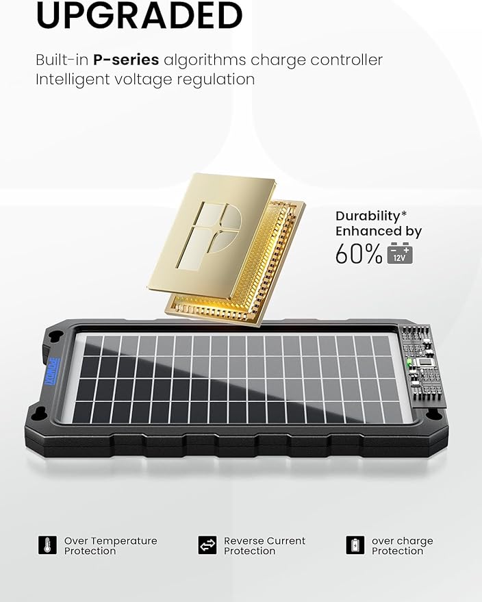 POWOXI Upgraded 7.5W-Solar-Battery-Trickle-Charger-Maintainer-12V Portable - Image 2