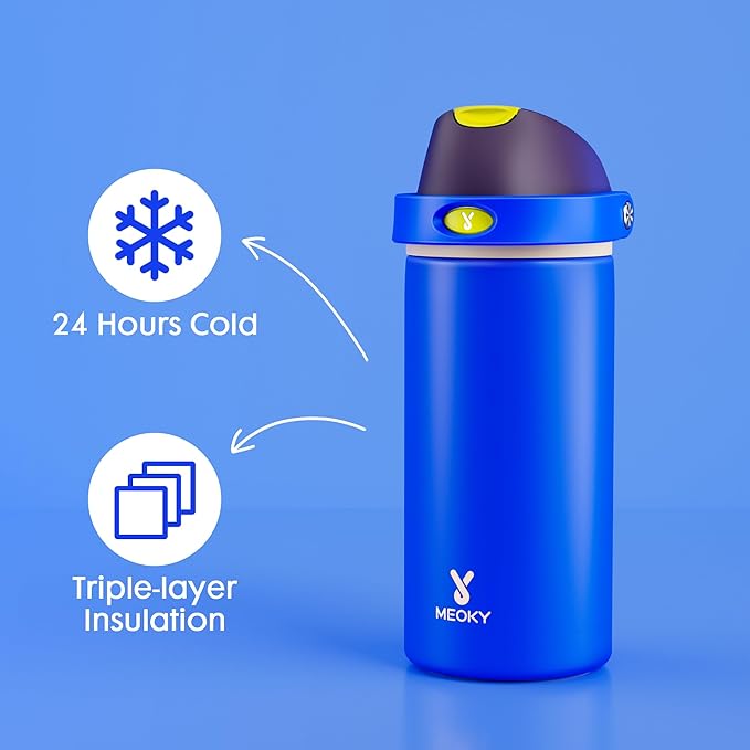 18 oz Insulated Water Bottle for Kids: Meoky Stainless Steel Water Bottle - Image 3