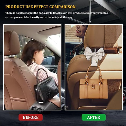 2PCS Car Hooks for Purses and Bags, Cute Bow Car Seat Headrest Hook, Car - Image 3