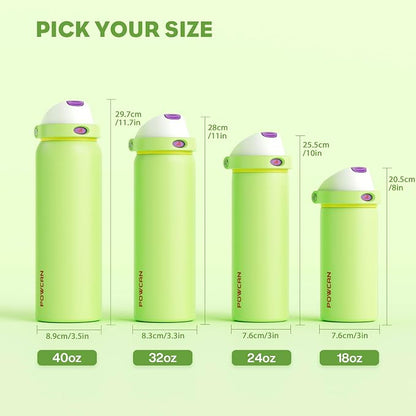 POWCAN 18 oz Insulated Water Bottle: 2-in-1 Push-Button Spout & Quick-Flip Straw - Image 8