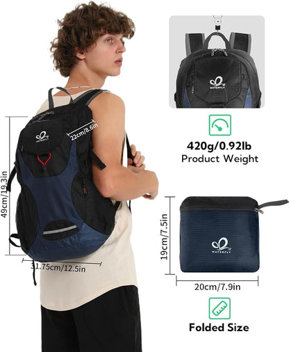 WATERFLY Lightweight Packable Hiking Backpack: 30L Foldable Travel Daypack - Image 2