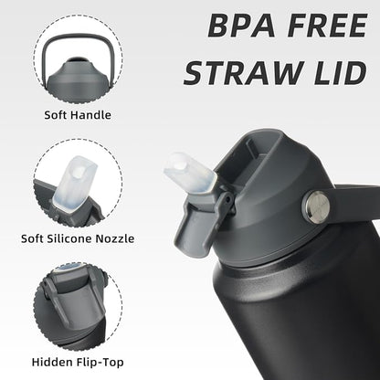 BJPKPK Water Bottle with Straw Lid, 32oz Vacuum Insulated Water Bottles - Image 2