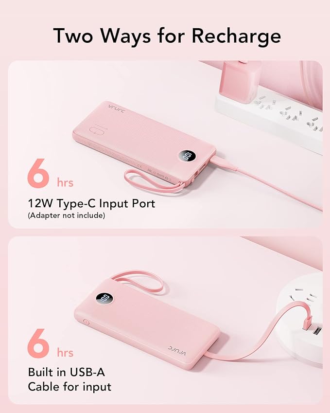 VRURC Portable Charger Power Bank, 10000mAh Travel Essentials Battery Pack - Image 6