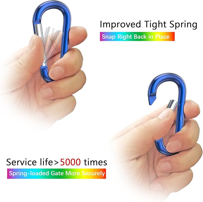 sprookber 3" Aluminum Carabiner D Ring, Caribeener Clips, Spring Snap Hook - Image 3