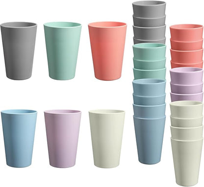 24 Pcs Unbreakable Plastic Cups Set, 14 oz Reusable Plastic Cups, Stackable by StayHealthyStayHappy