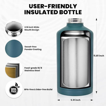 RAYMYLO One Gallon Water Bottle Insulated, Triple Walled Vacuum Stainless Steel - Image 5