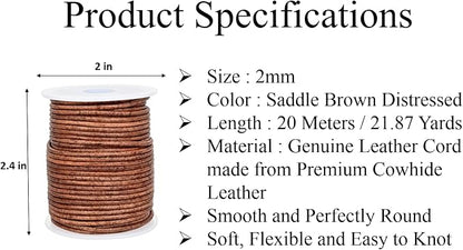 GENIQUE Real/Genuine Round Leather String Cord - Image 3