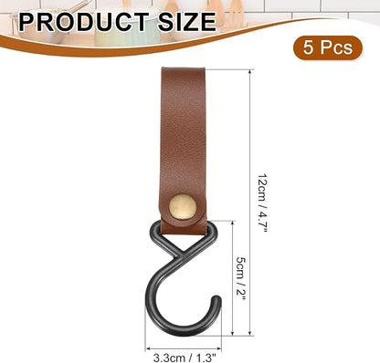 uxcell 5pcs PU Leather Hooks, Leather Straps - Image 2