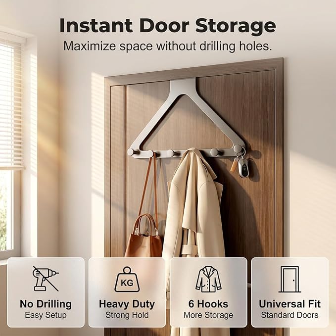 Over-The-Door Hanger Organizer, 2026 New Modern Over Door Hook, Heavy Duty Door - Image 4