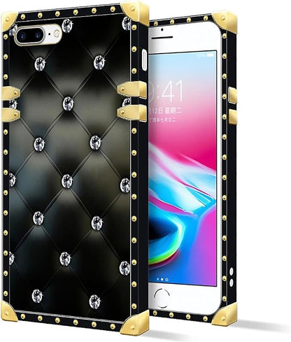 Compatible with iPhone 8 Plus 7 Plus Case, Shiny Black Sofa Crystal Luxury - Image 2