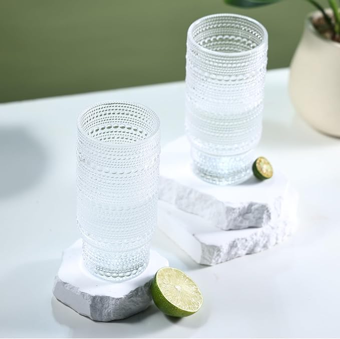 Large Capacity 16 oz Hobnail Drinking Glasses Set of 4, Vintage Glassware - Image 7