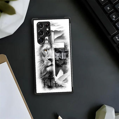 for Samsung Galaxy S22 Ultra Case, Lion Cross Jesus Christ Dove Pattern Graphic - Image 3