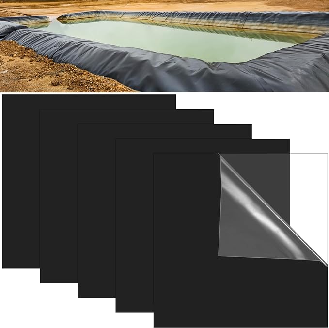 5 Pcs 12 x 12 Inches Large Pond Liner Repair Patch Self-Adhesive EPDM Liner by Sibosen