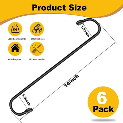 Dpyrrhic 6 Pack 14 Inch Black Extra Matel Heavy Duty Hook - Image 2