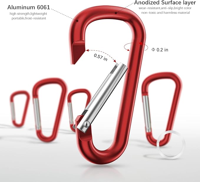 sprookber 2.28" Small Carabiner Clip Keychain, D Ring Caribeaner Clip, Key Clip - Image 3