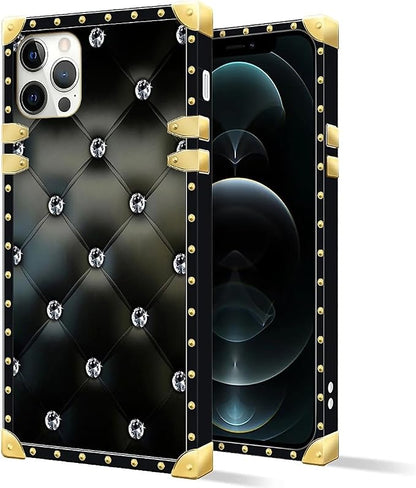 Compatible with iPhone 11 Pro Max Case, Shiny Black Sofa Crystal Luxury Golden - Image 2