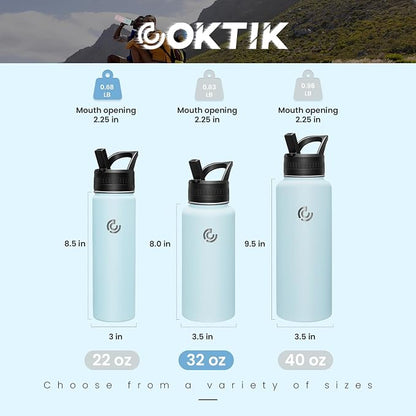 COKTIK 32oz Sports Water Bottle, Stainless Steel Water Bottle - Image 2