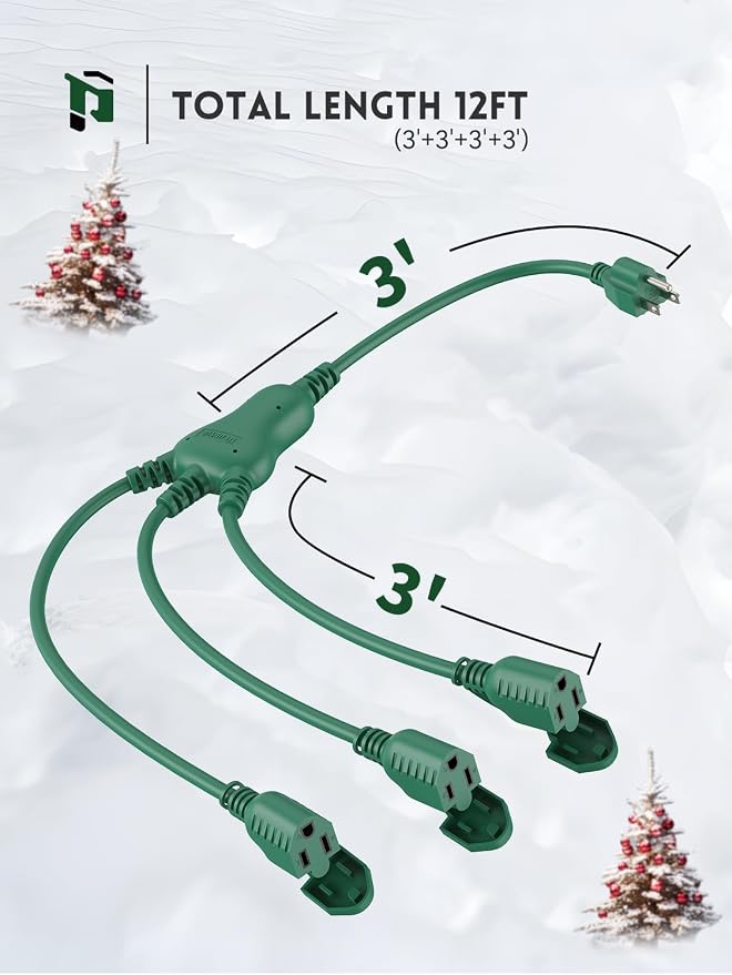 PLUGTUL 12FT Outdoor Extension Cord - Image 4